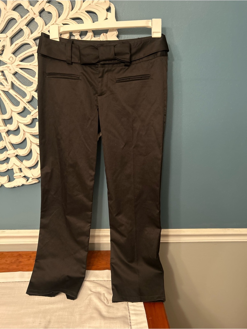 Nanette Lepore Black Womens Dress Pants with Bow Waistband